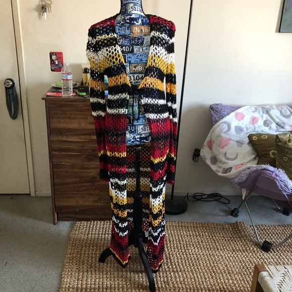 Forever 21 Sweaters - Forever 21 Open crochet Long Cardigan duster coverup
